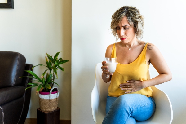 Woman with lactose intolerance
